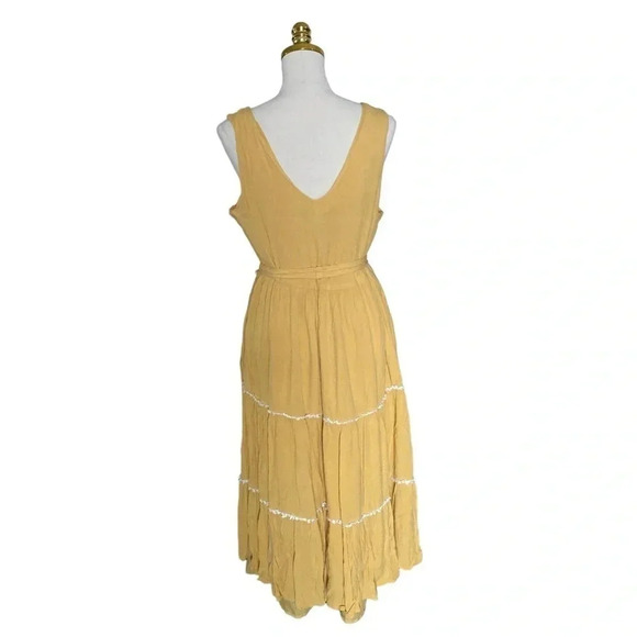 JOIE | Revolve Goldenrod Yellow Embroidered Tiered Boho
Maxi Dress Size 12 - Picture 4 of 14
